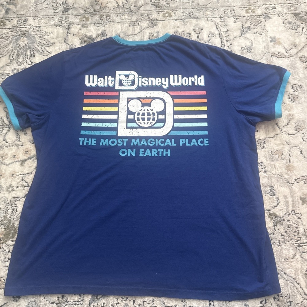 Walt Disney World T Shirt Mens 2XL Blue Disney Parks Ringer Shirt‎